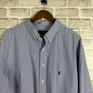 Ralph Lauren Blue & White Striped Button-Down Shirt